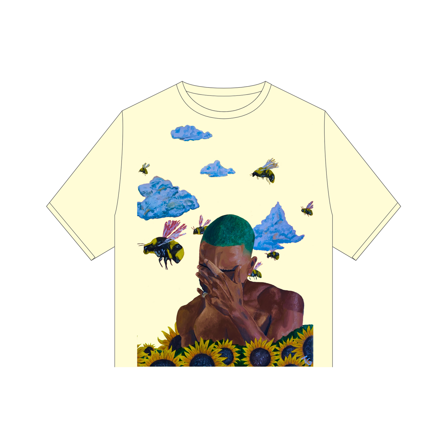 “Blonde Flower Boy” Creme Tee